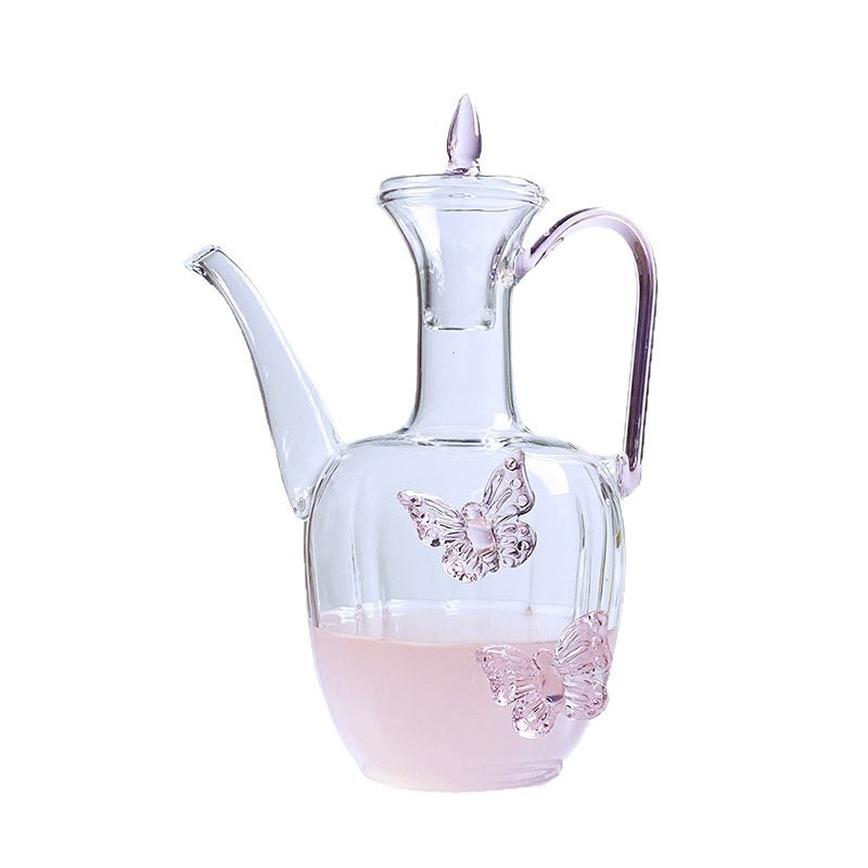 Copa de vidrio de vino tinto de té de mariposa