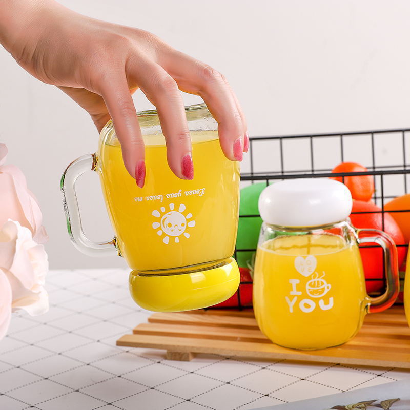 Taza creativa de té de flor de vidrio vientre grande