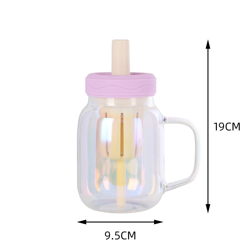 Vaso de vidrio con alto contenido de dopamina y borosilicato con pajita