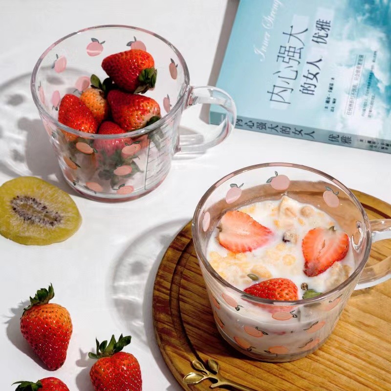 Taza de leche de vidrio para desayuno resistente a altas temperaturas