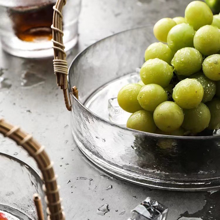 Plato de fruta de cristal de ratán